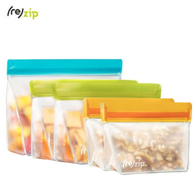 Rezip 5-piece Stand-Up Leakproof Reusable Storage Bag Pack n' Go Kit by Corporate Gift Store Singapore