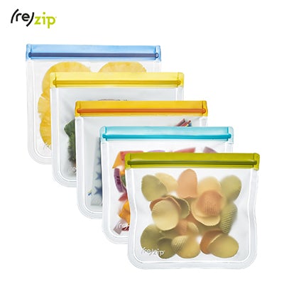 Rezip Lay-Flat Lunch Leakproof Reusable Storage Bag 5-pack